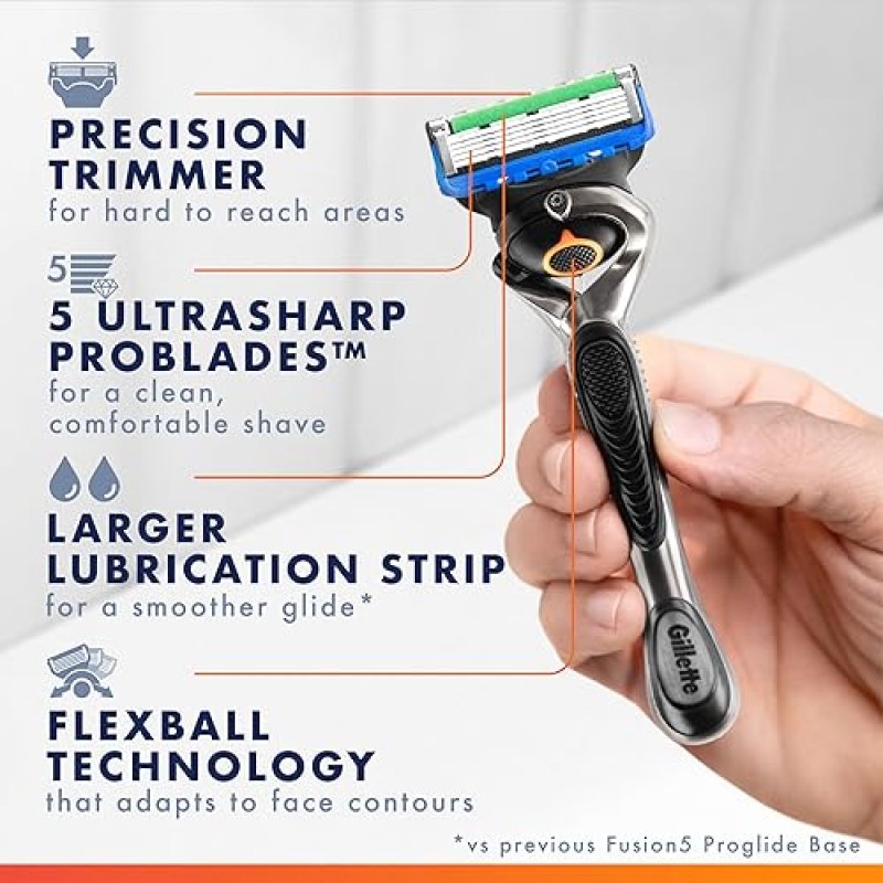 GILLETTE FUSION5 PROGLIDE RAZOR BLADE REFILLS FOR MEN 5 COUNT REPLACEMENT BLADES