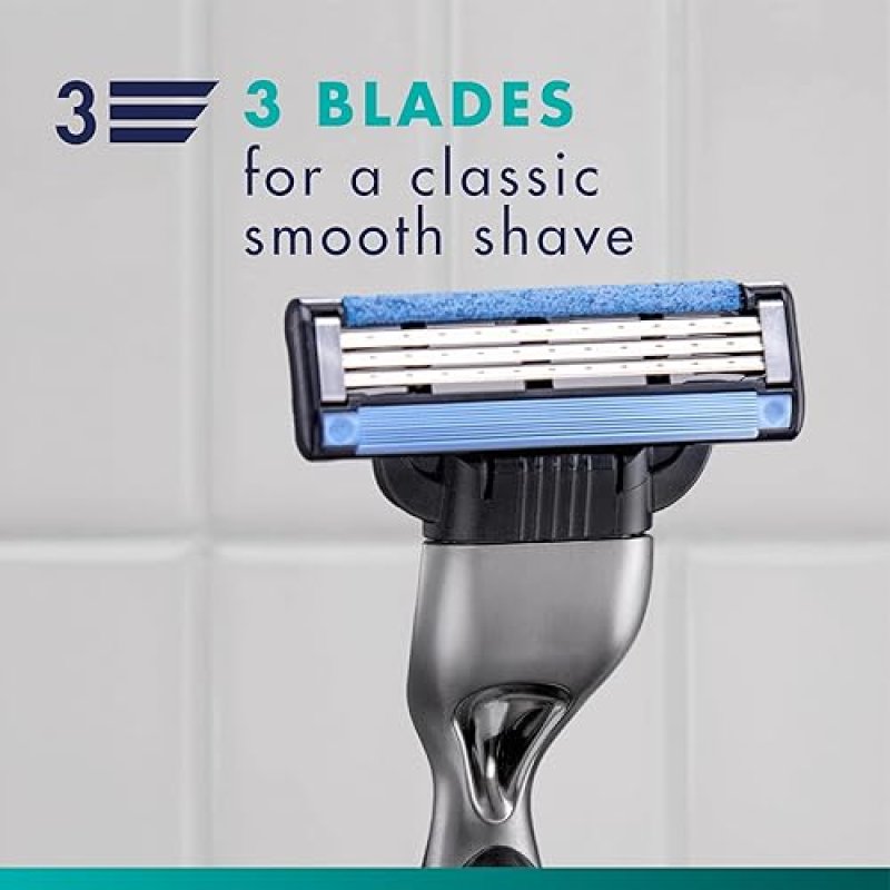 GILLETTE MACH3 MENS RAZOR BLADES, 15 COUNT 3-BLADE RAZOR REFILLS FOR SMOOTH SHAVING