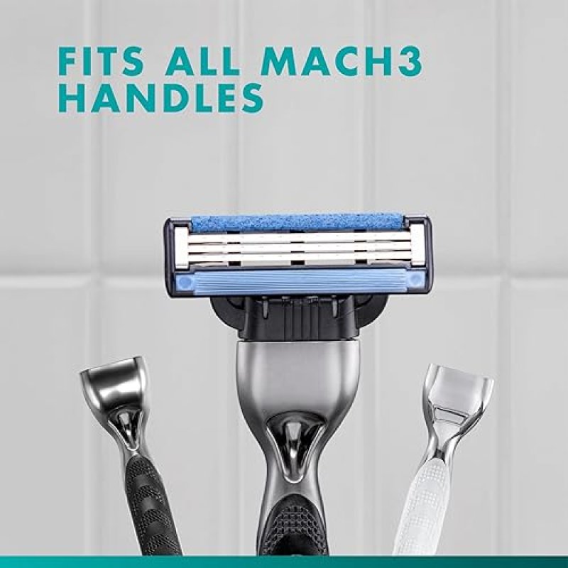 GILLETTE MACH3 MENS RAZOR BLADES, 15 COUNT 3-BLADE RAZOR REFILLS FOR SMOOTH SHAVING