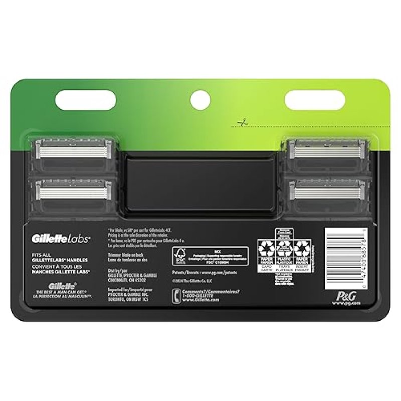 GILLETTE LABS 9 COUNT 5-BLADE RAZOR BLADE REFILLS FOR HEATED RAZORS EXFOLIATING BAR