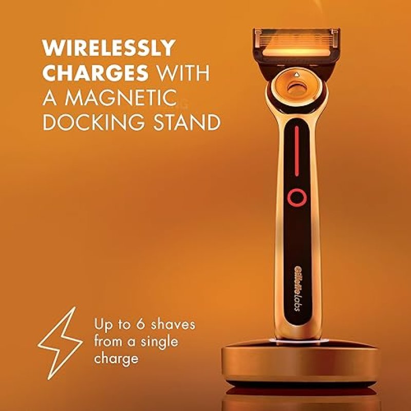 GILLETTE LABS HEATED RAZOR FOR MEN STARTER KIT WITH 1 HANDLE, 2 BLADES CHARGING DOCK