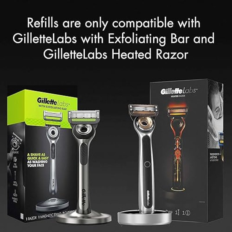 GILLETTE LABS MENS RAZOR BLADE REFILLS WITH EXFOLIATING BAR, 10 CARTRIDGES COMPATIBLE RAZOR