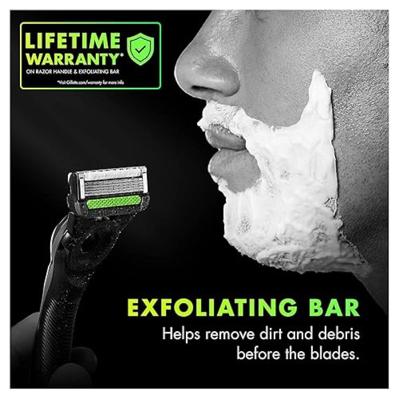 GILLETTE LABS MENS RAZOR BLADE REFILLS WITH EXFOLIATING BAR, 10 CARTRIDGES COMPATIBLE RAZOR