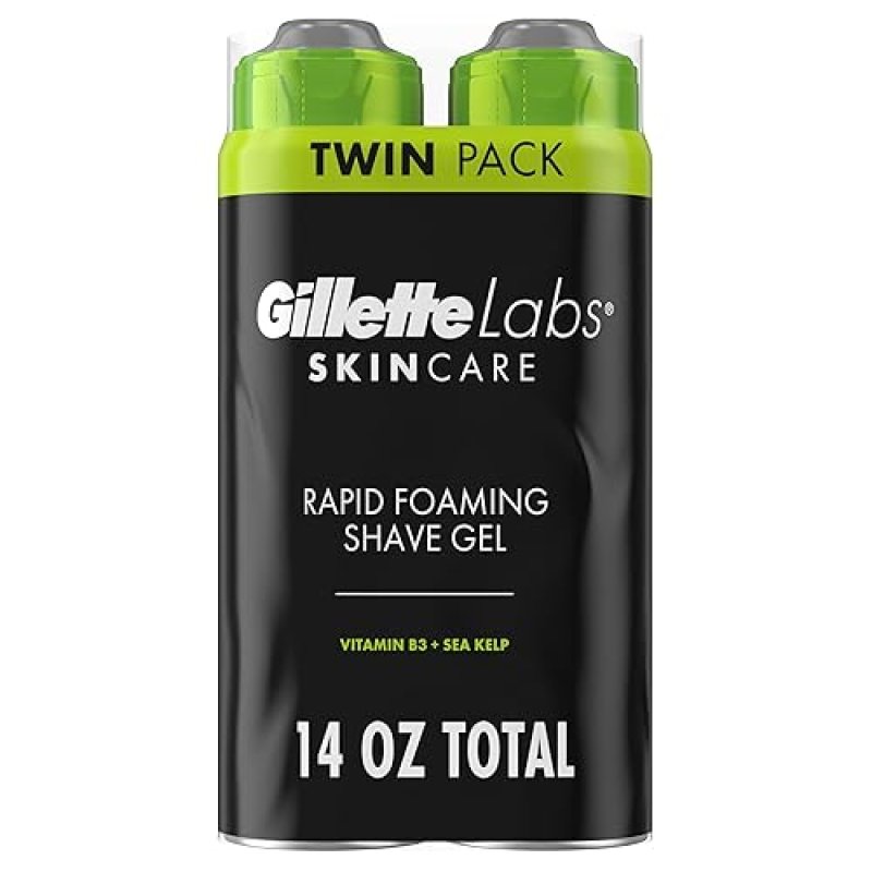 GILLETTE LABS RAPID FOAMING SHAVE GEL FOR MEN 7OZ, PACK OF 2 SMOOTH SHAVING CREAM