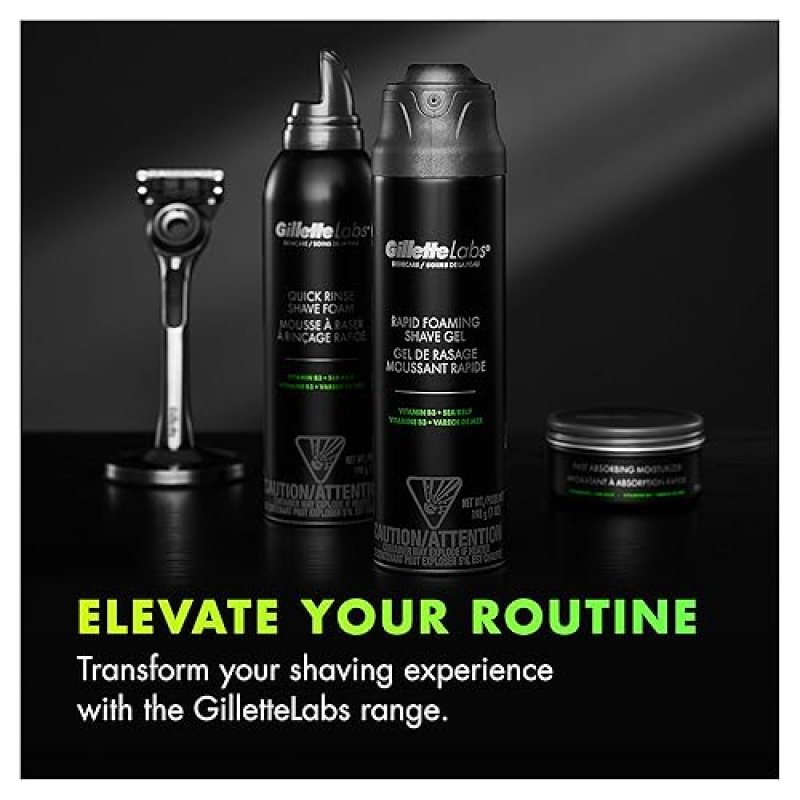 GILLETTE LABS RAPID FOAMING SHAVE GEL FOR MEN 7OZ, PACK OF 2 SMOOTH SHAVING CREAM
