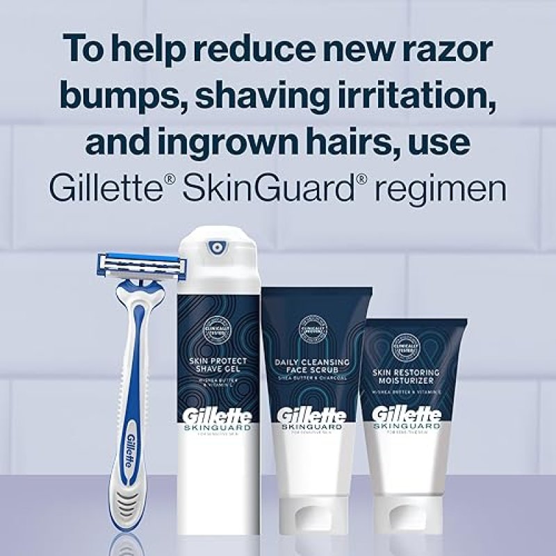 GILLETTE SKINGUARD MEN S RAZORS, 4 COUNT SENSITIVE SKIN SHAVING RAZOR FOR MEN