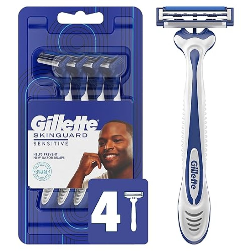 GILLETTE SKINGUARD RAZORS FOR MEN, 4 COUNT SENSITIVE SKIN SHAVING RAZOR PACK