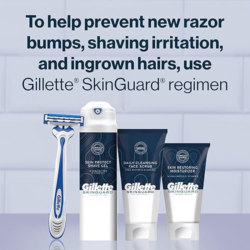 GILLETTE SKINGUARD RAZORS FOR MEN, 4 COUNT SENSITIVE SKIN SHAVING RAZOR PACK