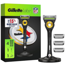 GILLETTE LABS NFL STEELERS EDITION MENS RAZOR KIT 1 HANDLE, 4 BLADES MAGNETIC STAND