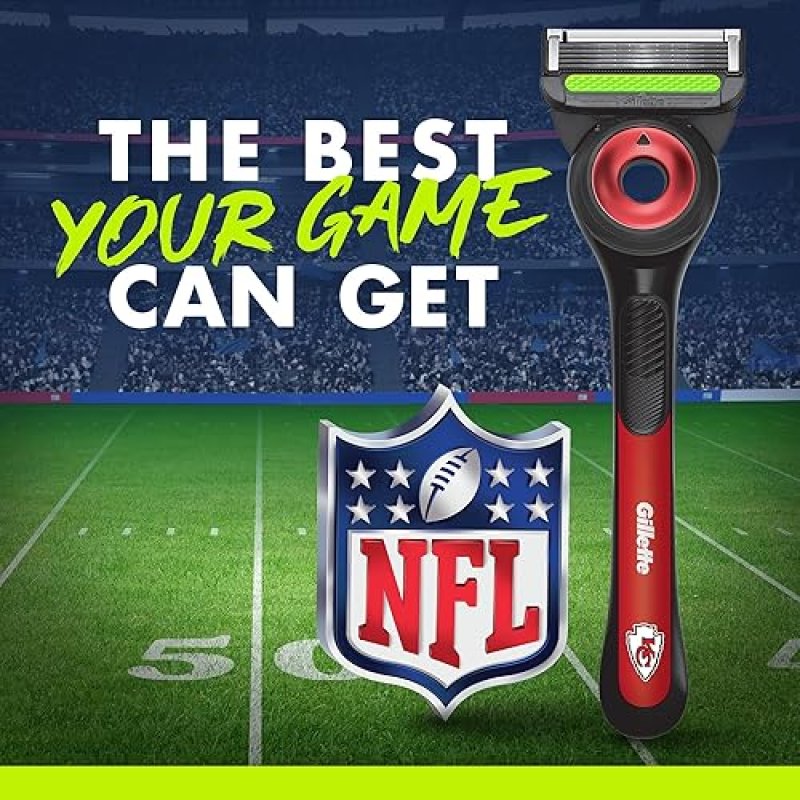 GILLETTE LABS NFL CHIEFS EDITION SHAVING RAZOR FOR MEN WITH EXFOLIATING BAR BLADE REFILL