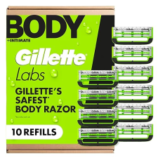 GILLETTELABS BODY INTIMATE RAZOR BLADES FOR MEN 10 ANTI-INGROWN HAIR BLADE REFILLS