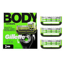 GILLETTE LABS MENS BODY INTIMATE RAZOR BLADES WITH ANTI-INGROWN HAIR BAR, 3 BLADE REFILLS
