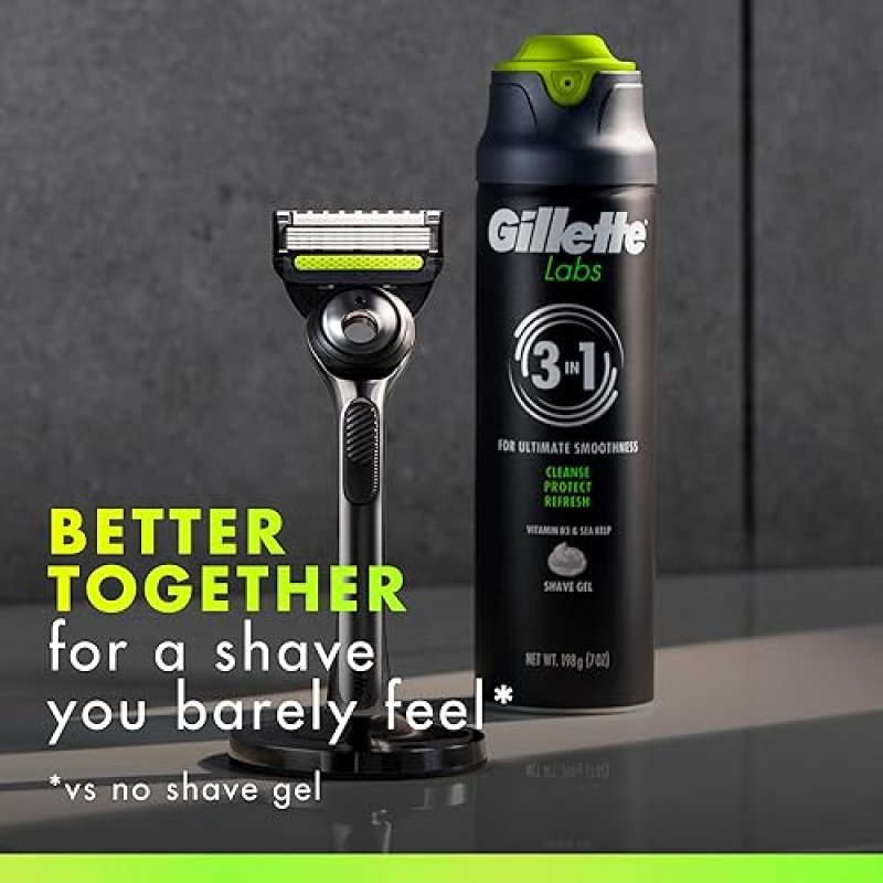 GILLETTE LABS RAPID FOAMING SHAVING GEL FOR MEN ALCOHOL PARABEN-FREE, VITAMIN B3, 7 OZ
