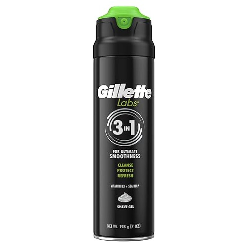 GILLETTE LABS RAPID FOAMING SHAVING GEL FOR MEN ALCOHOL PARABEN-FREE, VITAMIN B3, 7 OZ