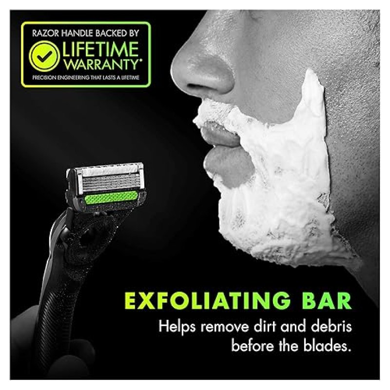 GILLETTE LABS MENS RAZOR SHAVING KIT WITH EXFOLIATING BAR, 1 HANDLE, 2 BLADES MAGNETIC STAND