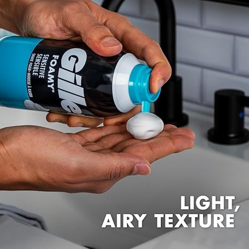 GILLETTE FOAMY SENSITIVE SKIN SHAVING CREAM 11 OZ, PACK OF 12 - GENTLE SHAVE FORMULA