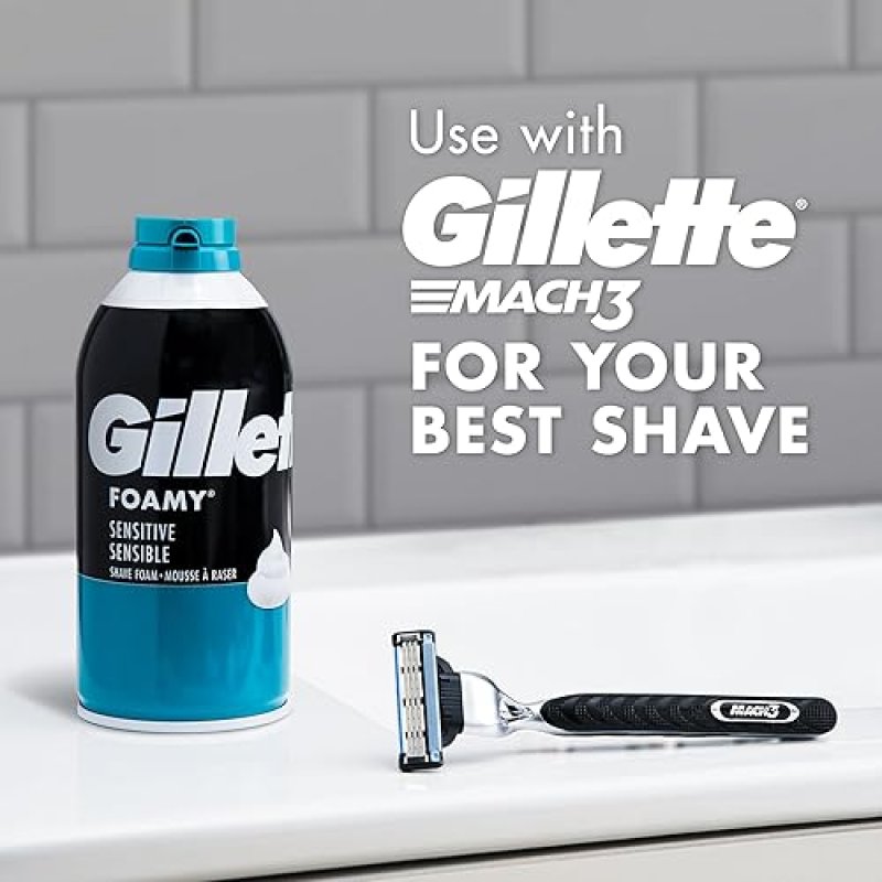 GILLETTE FOAMY SENSITIVE SKIN SHAVING CREAM 11 OZ, PACK OF 12 - GENTLE SHAVE FORMULA