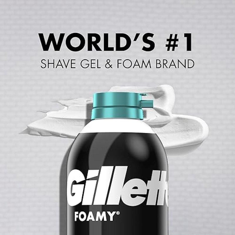 GILLETTE FOAMY SENSITIVE SKIN SHAVING CREAM 11 OZ, PACK OF 12 - GENTLE SHAVE FORMULA