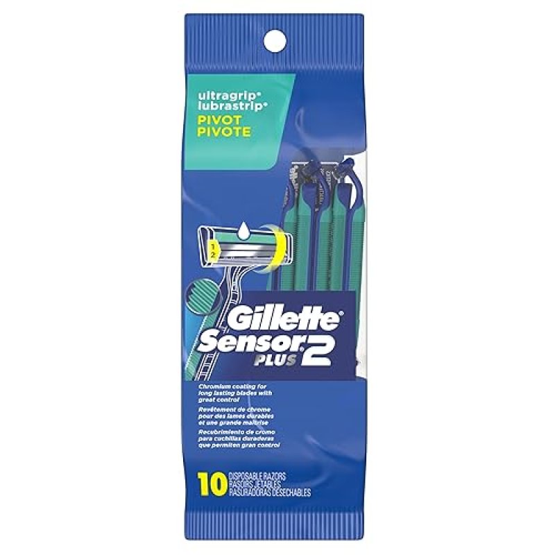GILLETTE SENSOR2 PLUS MEN S DISPOSABLE RAZORS WITH PIVOTING HEAD, 30 COUNT 3 PACKS OF 10