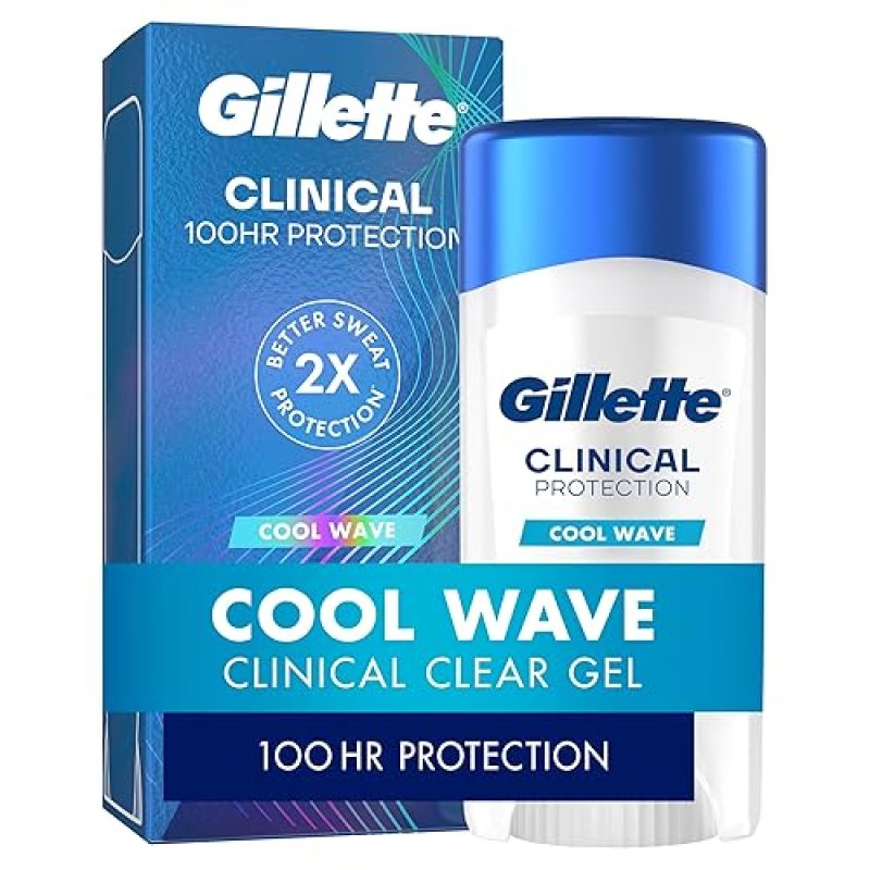 GILLETTE CLINICAL STRENGTH ANTIPERSPIRANT DEODORANT FOR MEN, 100HR SWEAT ODOR PROTECTION, CLEAR GEL,