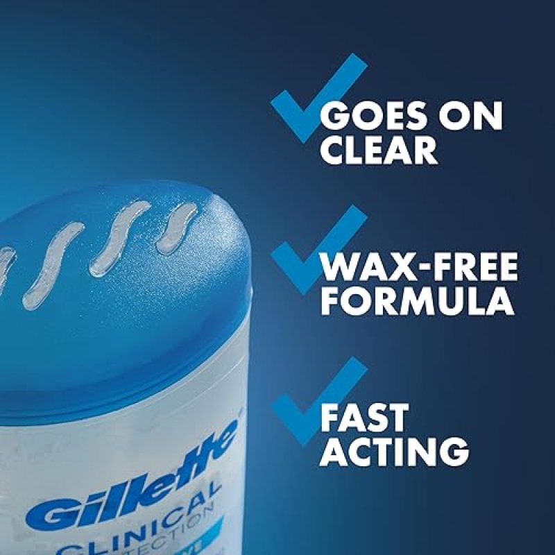GILLETTE CLINICAL STRENGTH ANTIPERSPIRANT DEODORANT FOR MEN, 100HR SWEAT ODOR PROTECTION, CLEAR GEL,