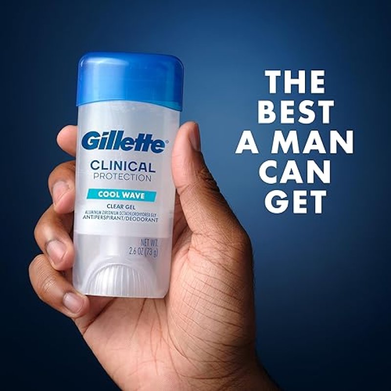 GILLETTE CLINICAL STRENGTH ANTIPERSPIRANT DEODORANT FOR MEN, 100HR SWEAT ODOR PROTECTION, CLEAR GEL,