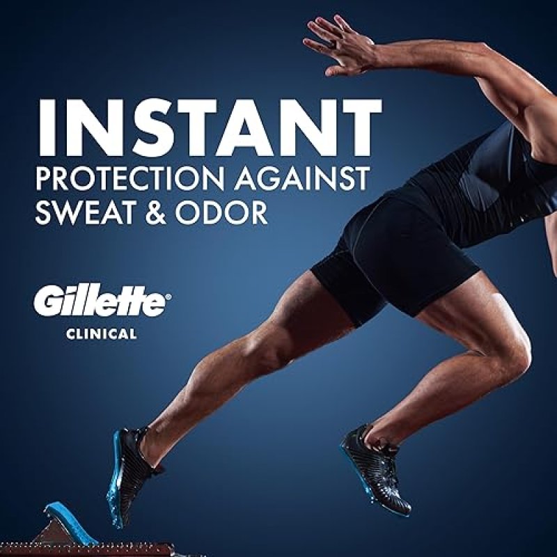 GILLETTE CLINICAL ANTIPERSPIRANT FOR MEN, 100HR SWEAT ODOR PROTECTION, CLEAR GEL, 3-PACK