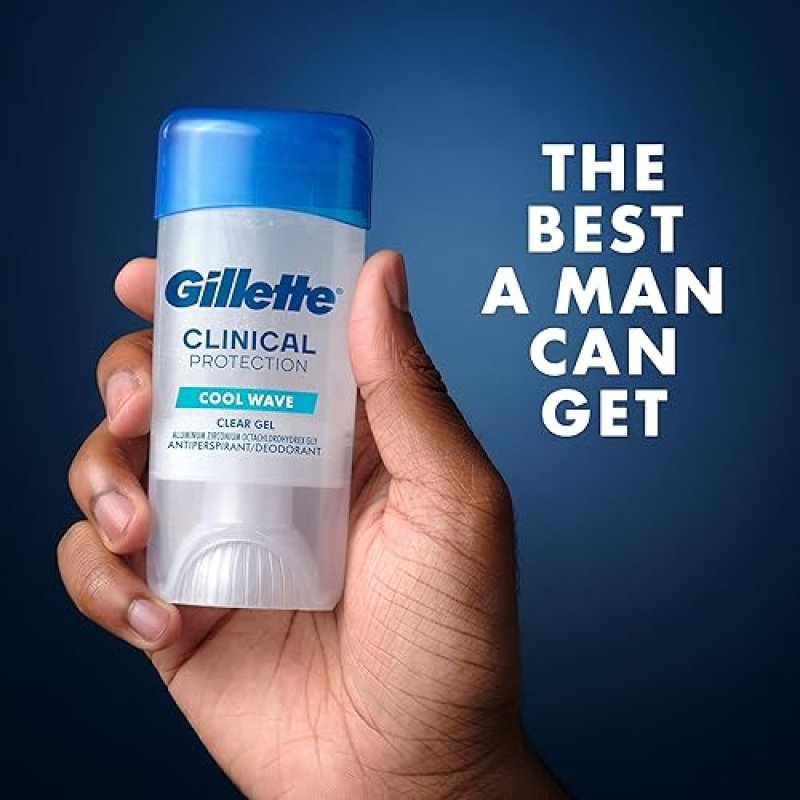 GILLETTE CLINICAL ANTIPERSPIRANT FOR MEN, 100HR SWEAT ODOR PROTECTION, CLEAR GEL, 3-PACK