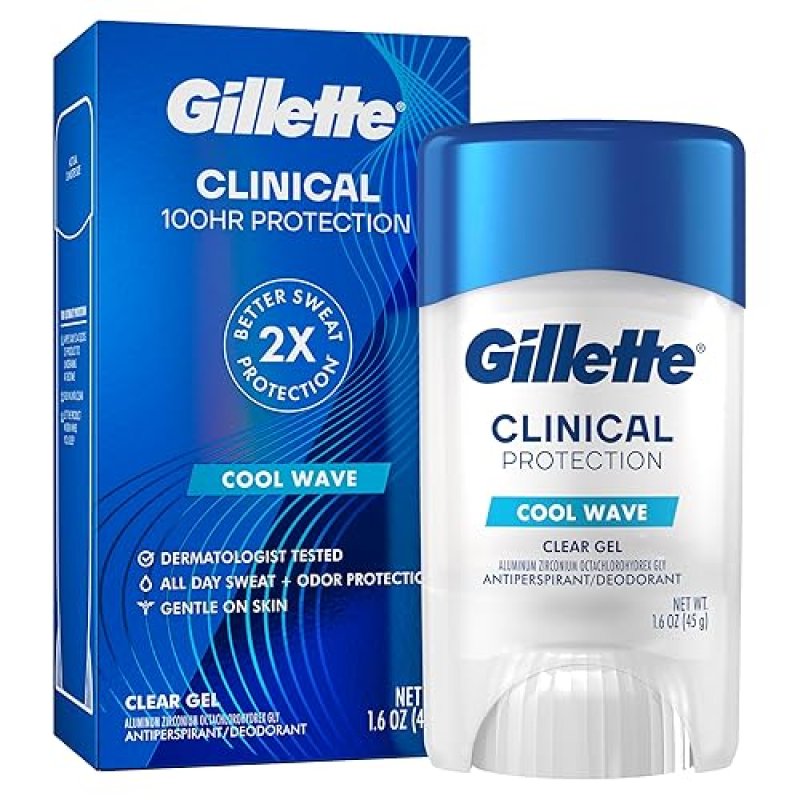 GILLETTE CLINICAL ANTIPERSPIRANT FOR MEN, 100HR SWEAT ODOR PROTECTION, CLEAR GEL, 3-PACK