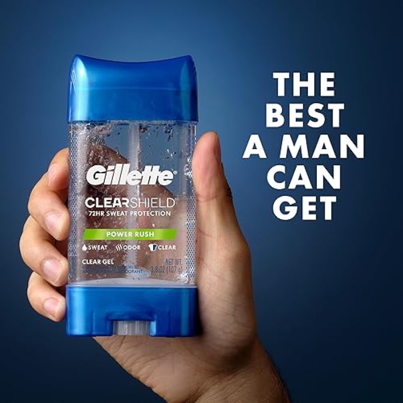 GILLETTE MEN S ANTIPERSPIRANT DEODORANT CLEAR GEL 72HR SWEAT ODOR PROTECTION POWER RUSH 3.8OZ 2-PACK