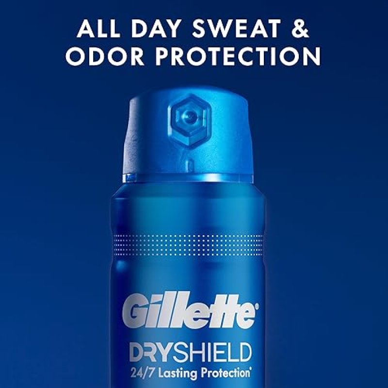 GILLETTE DRY SPRAY ANTIPERSPIRANT FOR MEN 24 7 SWEAT ODOR PROTECTION ARCTIC ICE 4.3 OZ 3-PACK