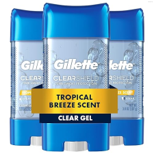 GILLETTE MENS ANTIPERSPIRANT CLEAR GEL, 72HR SWEAT ODOR PROTECTION, TROPICAL BREEZE, 3-PACK