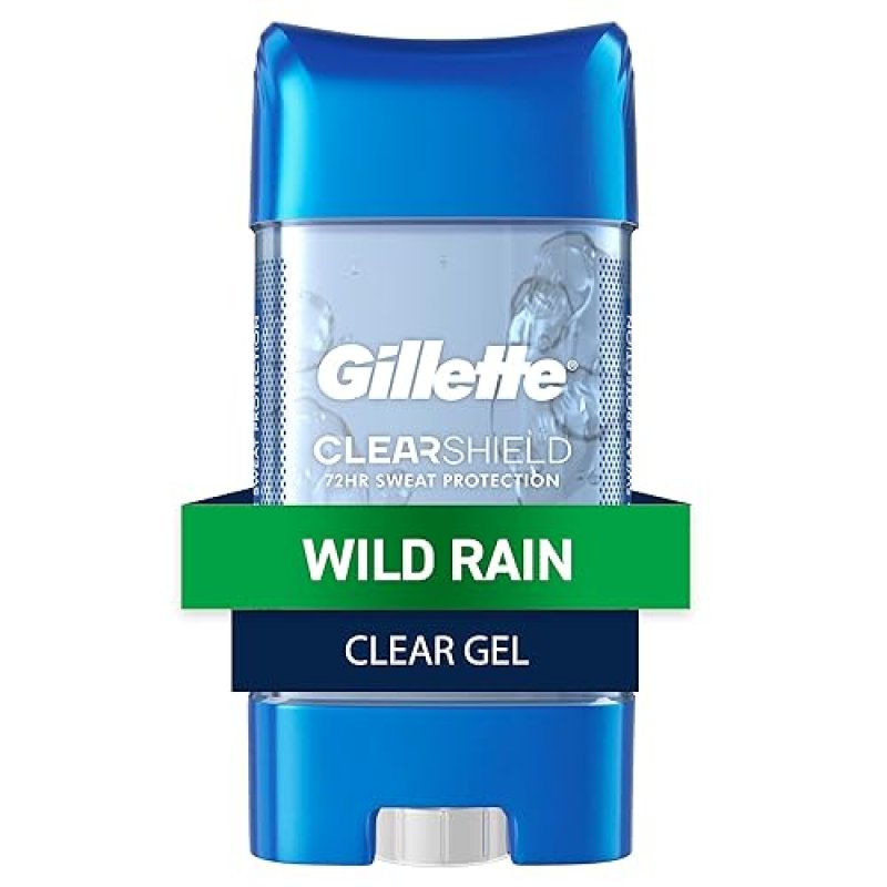 GILLETTE MEN S ANTIPERSPIRANT CLEAR GEL WILD RAIN SCENT 72HR SWEAT ODOR PROTECTION 3.8 OZ