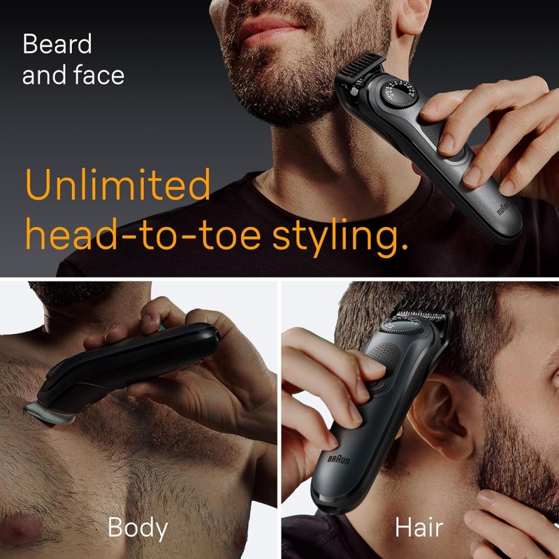 BRAUN SERIES 5 ALL-IN-ONE 8-IN-1 MENS TRIMMER KIT WITH BEARD, BODY, HAIR CLIPPERS, WATERPROOF