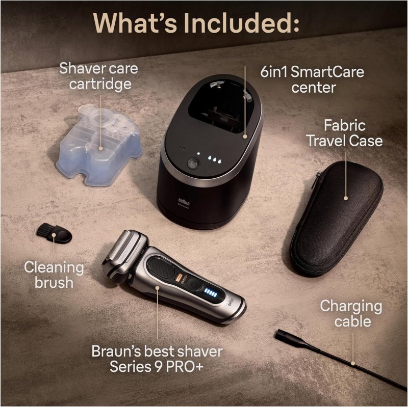 BRAUN SERIES 9 PRO ELECTRIC SHAVER FOR MEN, 6-IN-1 WET DRY RAZOR WITH PRECISION TRIMMER