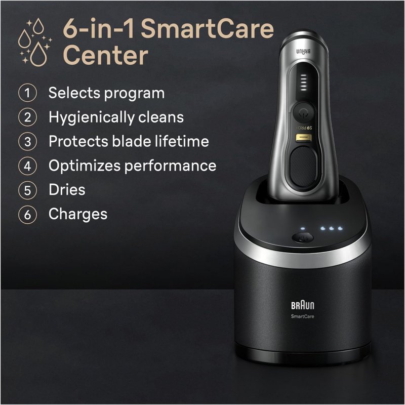 BRAUN SERIES 9 PRO ELECTRIC SHAVER FOR MEN, 6-IN-1 WET DRY RAZOR WITH PRECISION TRIMMER