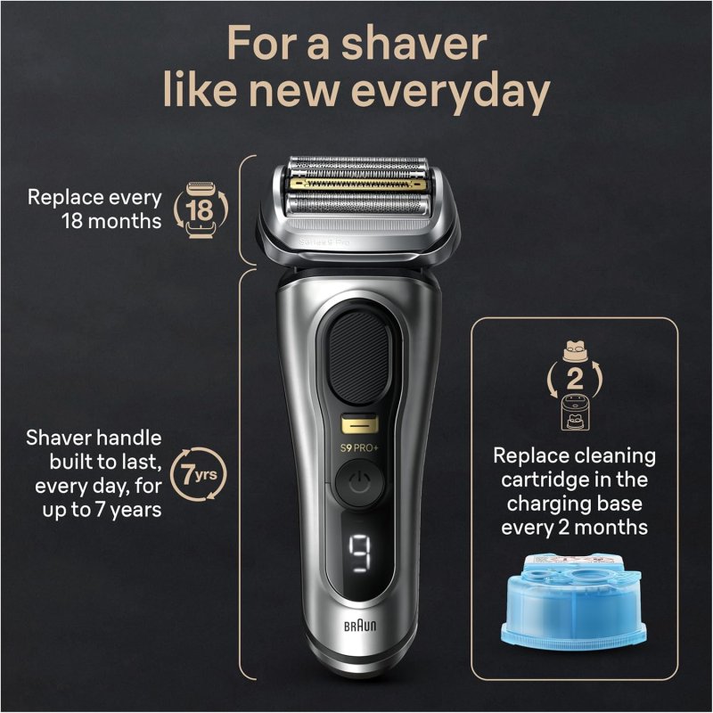 BRAUN SERIES 9 PRO ELECTRIC SHAVER FOR MEN, 6-IN-1 WET DRY RAZOR WITH PRECISION TRIMMER