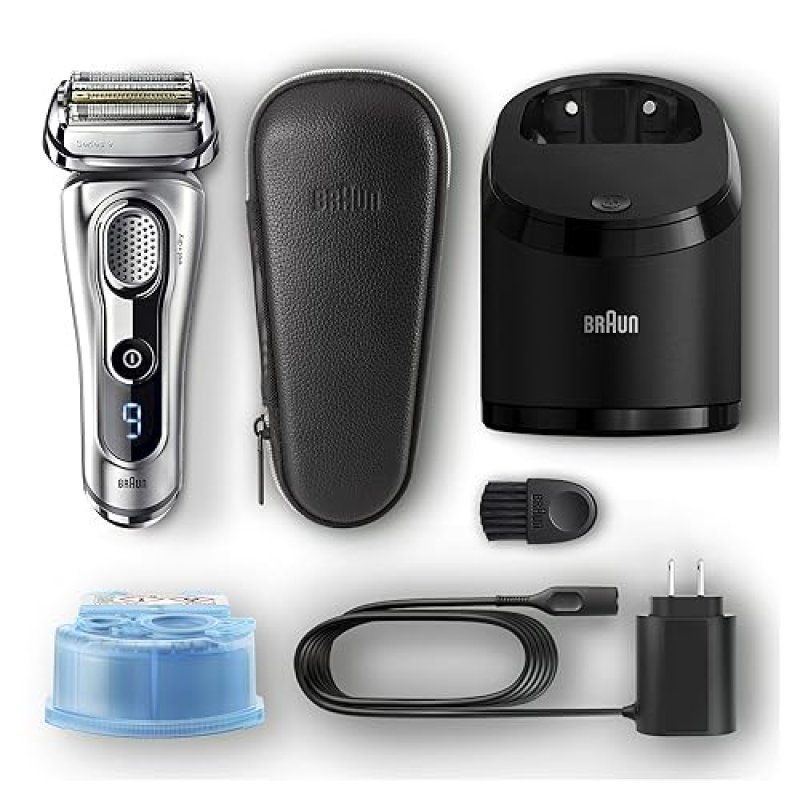 BRAUN ELECTRIC RAZOR FOR MEN FOIL SHAVER WITH TRIMMER, RECHARGEABLE WET DRY, CLEAN STATION