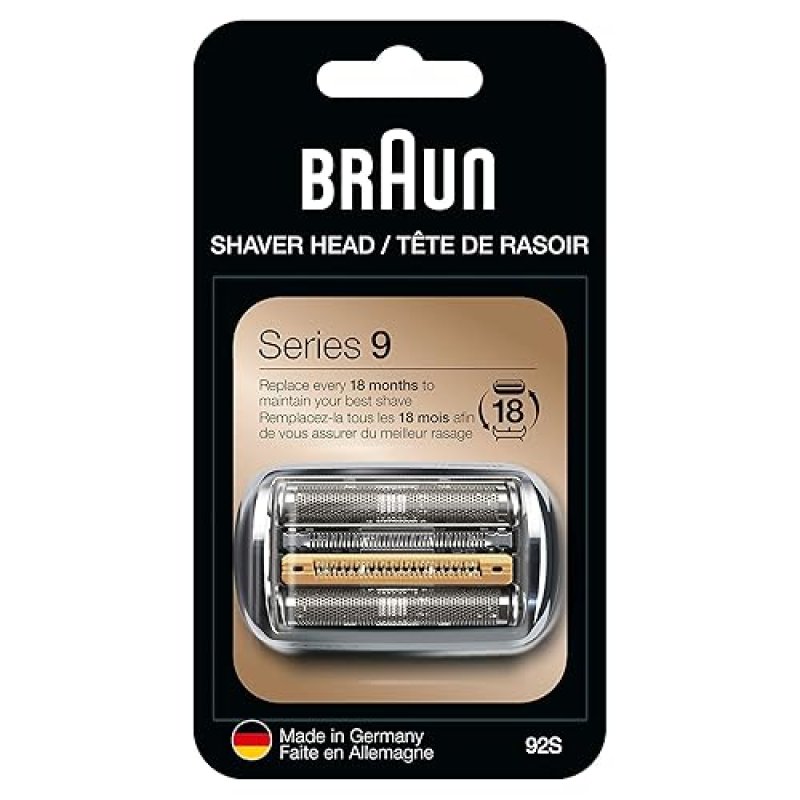 BRAUN SERIES 9 MENS ELECTRIC SHAVER REPLACEMENT HEAD 92S ORIGINAL SILVER BLADE FOR BRAUN RAZOR
