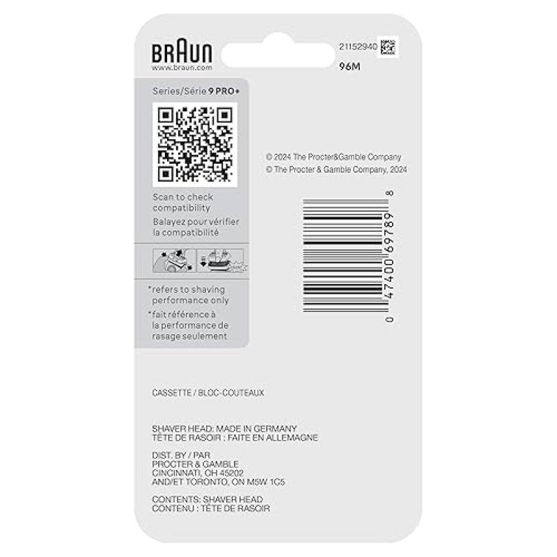 BRAUN SERIES 9 MENS ELECTRIC SHAVER REPLACEMENT HEAD 92S ORIGINAL SILVER BLADE FOR BRAUN RAZOR