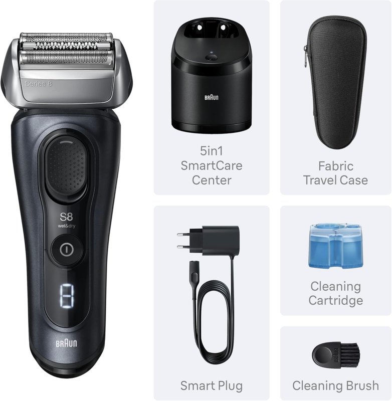 BRAUN SERIES 8 8560CC ELECTRIC RAZOR FOR MEN - 5IN1 WET DRY SHAVER WITH PRECISION TRIMMER