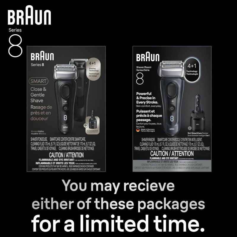 BRAUN SERIES 8 8560CC ELECTRIC RAZOR FOR MEN - 5IN1 WET DRY SHAVER WITH PRECISION TRIMMER
