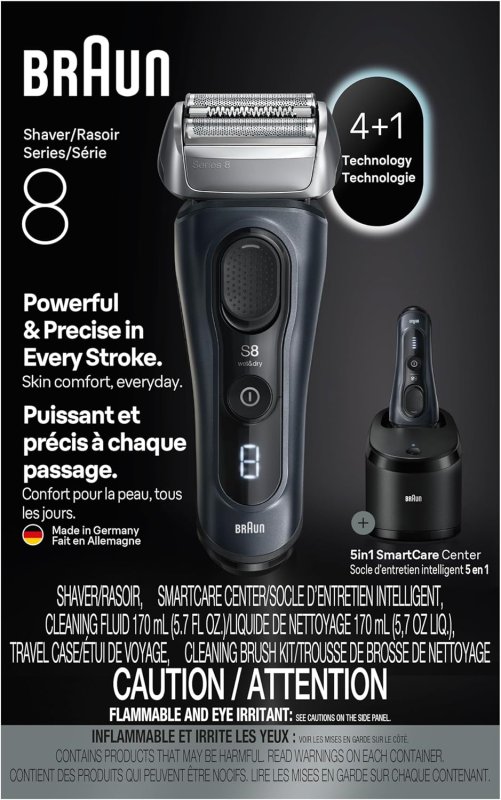 BRAUN SERIES 8 8560CC ELECTRIC RAZOR FOR MEN - 5IN1 WET DRY SHAVER WITH PRECISION TRIMMER