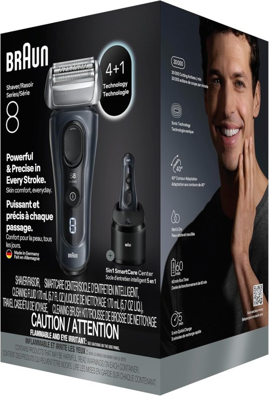 BRAUN SERIES 8 8560CC ELECTRIC RAZOR FOR MEN - 5IN1 WET DRY SHAVER WITH PRECISION TRIMMER