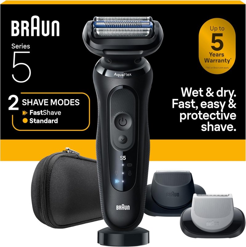 BRAUN SERIES 5 ELECTRIC RAZOR FOR MEN S5 5155CS - BEARD SHAVER BODY GROOMER WITH TRAVEL CASE