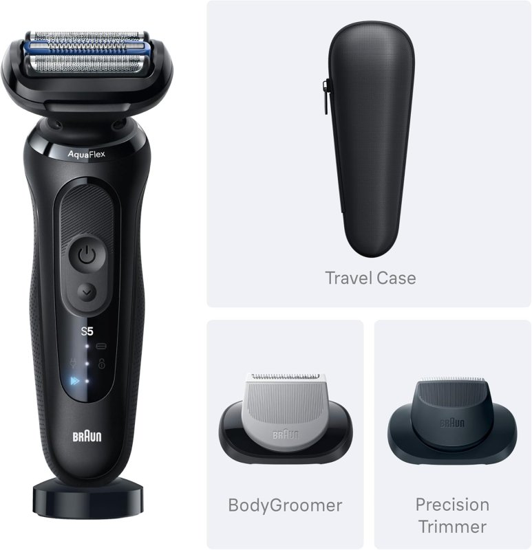 BRAUN SERIES 5 ELECTRIC RAZOR FOR MEN S5 5155CS - BEARD SHAVER BODY GROOMER WITH TRAVEL CASE
