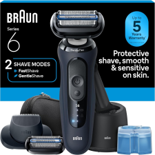 BRAUN SERIES 6 ELECTRIC RAZOR FOR MEN WITH PRECISION TRIMMER, EXTRA HEAD, CLEAN CHARGE CENTER