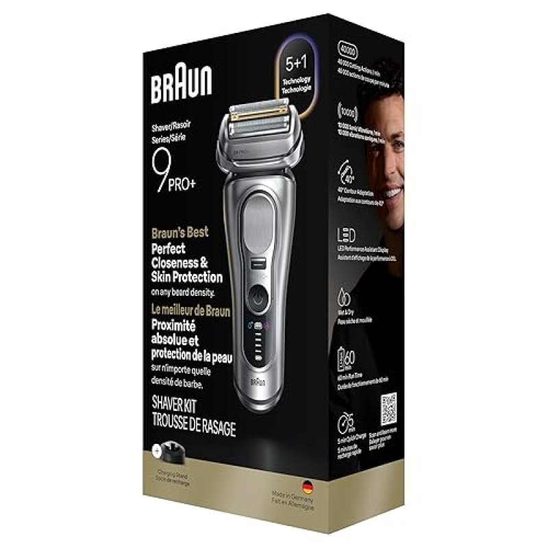 BRAUN SERIES 9 PRO ELECTRIC RAZOR FOR MEN WITH PRECISION TRIMMER CHARGING STAND 9617S