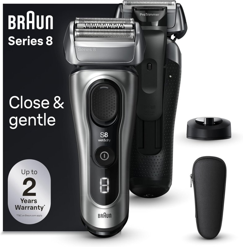BRAUN SERIES 8 ELECTRIC RAZOR 8517S - 4 1 SHAVING ELEMENTS, PRECISION TRIMMER, WET DRY