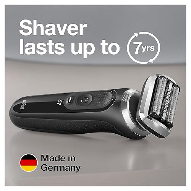 BRAUN SERIES 7 7075CC ELECTRIC FOIL SHAVER FOR MEN - WET DRY, RECHARGEABLE, CORDLESS, BLACK